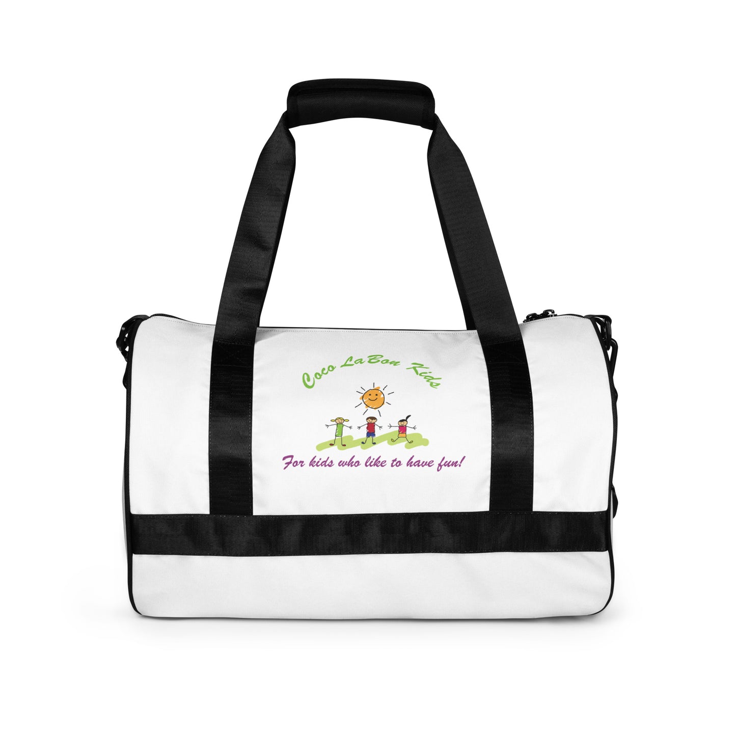Coco LaBon Kids All-over print gym bag featuring Kobala, the Little Basketball Star