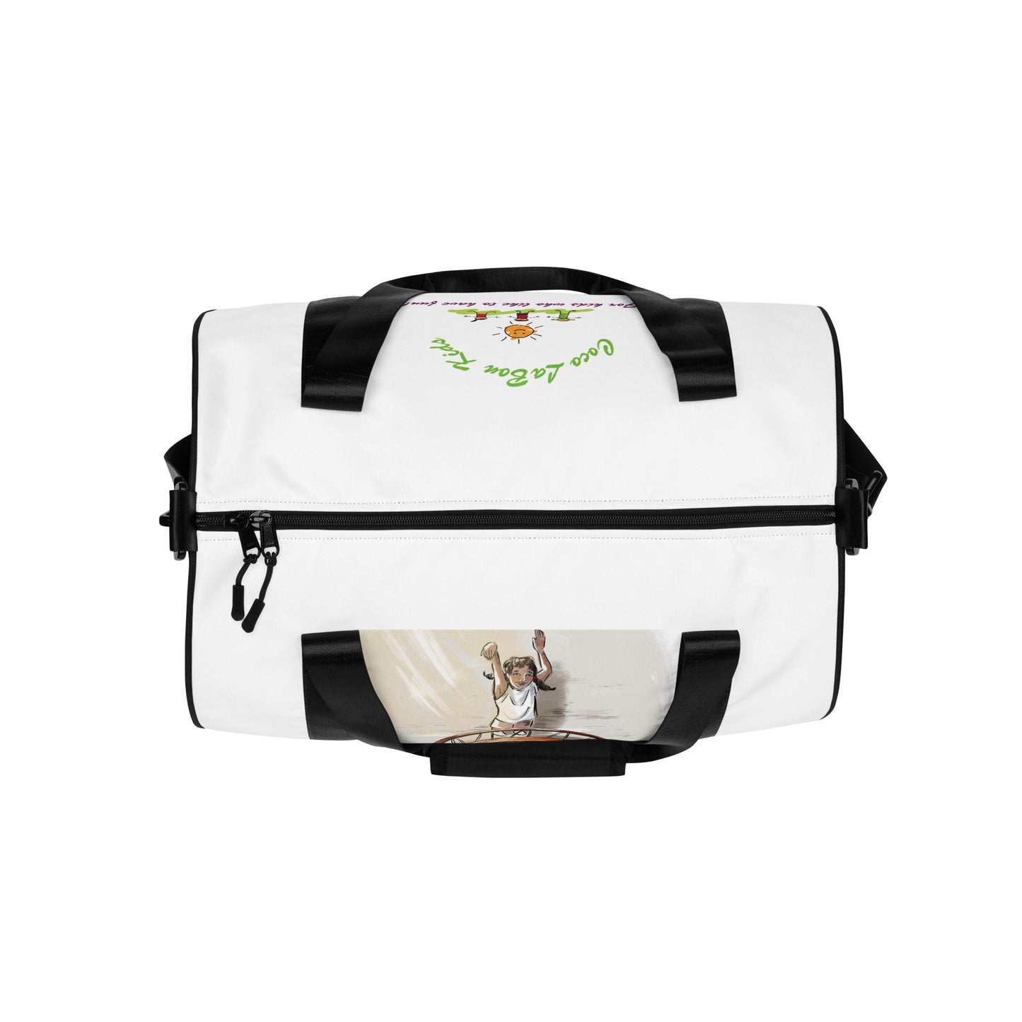 Coco LaBon Kids All-over print gym bag featuring Kobala, the Little Basketball Star